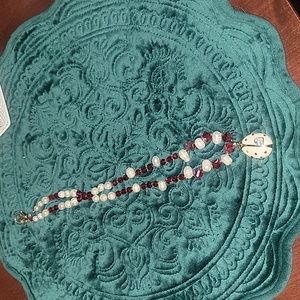 Vintage crystal pearls necklace